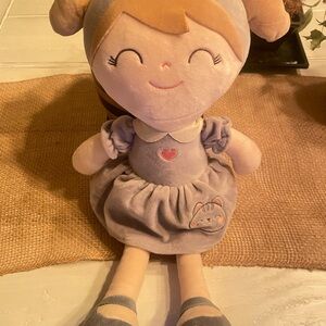 Gloveleya Plush Doll with Purple Dress & Kitty Headband & Dress Details